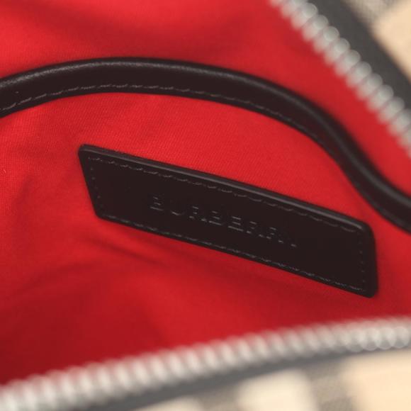 Burberry Check Shoulder Bag Leather Beige Black Multicolor - Picture 4 of 5